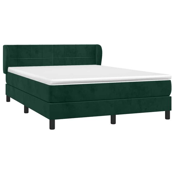 vidaXL Sommier &agrave; lattes de lit et matelas Vert fonc&eacute; 140x190cm Velours