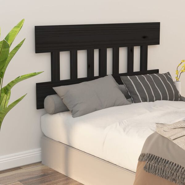 vidaXL T&ecirc;te de lit Noir 203,5x3x81 cm Bois massif de pin