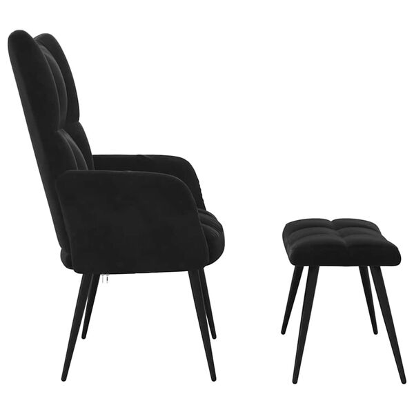 vidaXL Fauteuil relax avec tabouret en velours noir