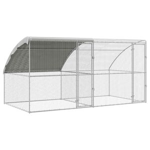 vidaXL Cage &agrave; poules 2 pc Argent&eacute; 400 x 200 x 200 cm Acier et PE