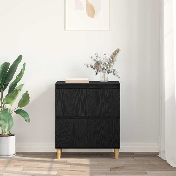 vidaXL Buffet Ch&ecirc;ne noir 60 x 35 x 70 cm Bois d'ing&eacute;nierie