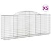 vidaXL Paniers à gabions arqués 5 pcs 300x50x120/140 cm fer galvanisé