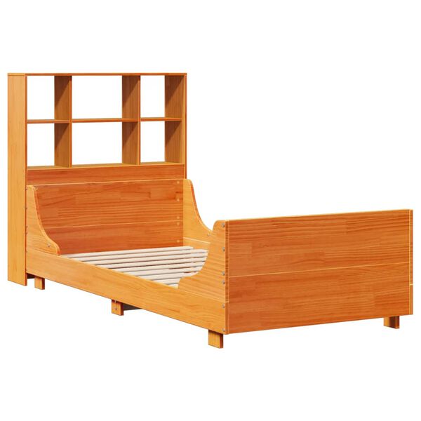 vidaXL Lit bibliothèque sans matelas cire marron 75x190 cm bois massif