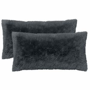 vidaXL Coussin avec oreiller HEERLEN 2 pi&egrave;ces Anthracite Fleece PV
