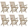 vidaXL Chaises pliantes 6 pi&egrave;ces Gris 56x61x89 cm Bois massif Teck