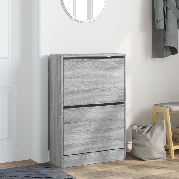 vidaXL Armoire &agrave; chaussures sonoma gris 60x21x87,5 cm bois ing&eacute;nierie