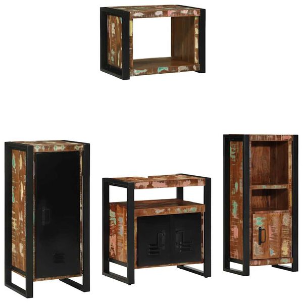 vidaXL Ensemble de mobilier de salle de bain 4 pcs Bois Recyclé Solide