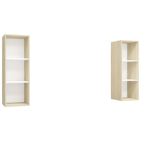 vidaXL Meubles TV muraux 2 pcs Blanc et chêne sonoma Bois d'ingénierie