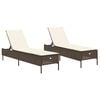 vidaXL Chaises longues avec coussins lot de 2 marron r&eacute;sine tress&eacute;e