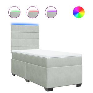 vidaXL Sommier &agrave; lattes de lit et matelas Gris clair 80x200 cm Velours