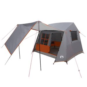 vidaXL Tente tunnel Gris et orange 275 x 240 x 200 cm