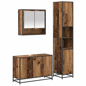 vidaXL Ensemble de mobilier de salle de bain 3 pc Bois Ancien