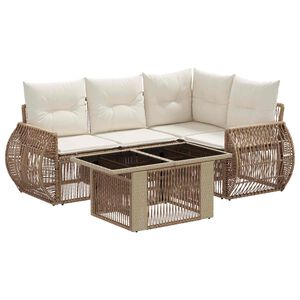vidaXL Ensemble de canap&eacute; de jardin 5 pc Beige et blanc cr&egrave;me