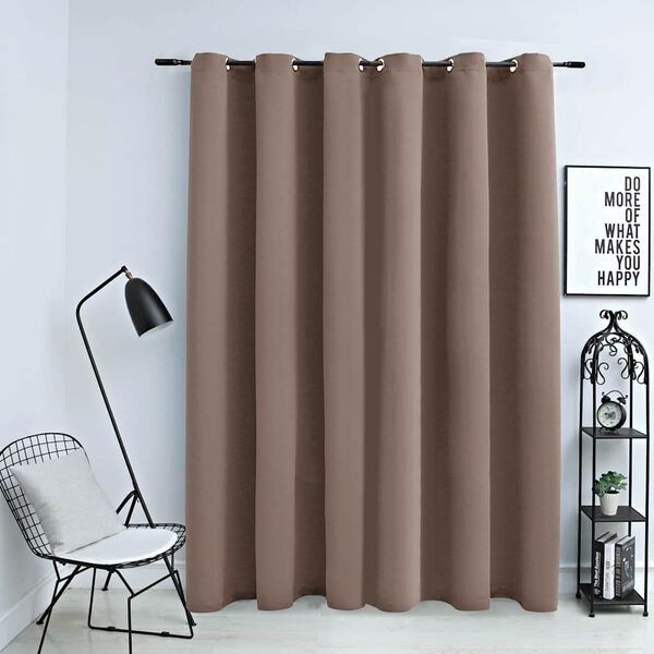 vidaXL Rideau occultant avec anneaux en m&eacute;tal Taupe 290x245 cm