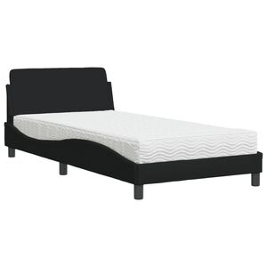 vidaXL Lit avec matelas Dover noir 100x200 cm tissu
