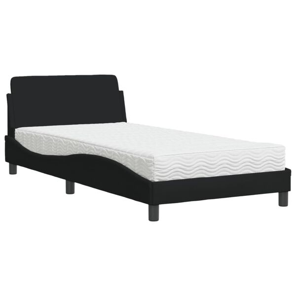 vidaXL Lit avec matelas Dover noir 100x200 cm tissu