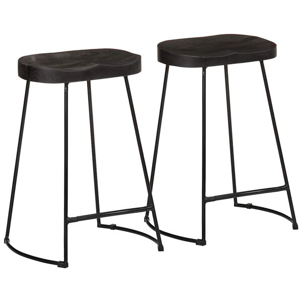 vidaXL Tabourets de bar lot de 2 noir 45x40x62 cm bois manguier massif