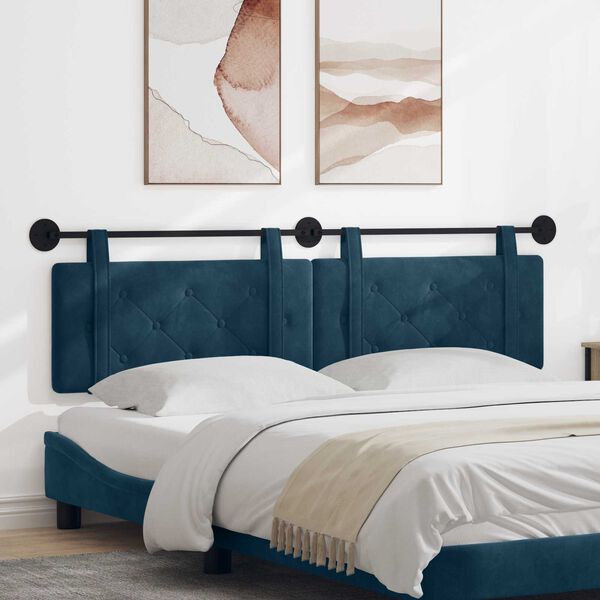 vidaXL T&ecirc;te de lit suspendue Bleu 190 x 55 x 5 cm Velours