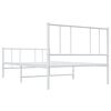 vidaXL Cadre de lit m&eacute;tal sans matelas et pied de lit blanc 107x203 cm