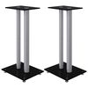 vidaXL Supports de haut-parleurs 2 pcs noir/argent&eacute; 2 piliers