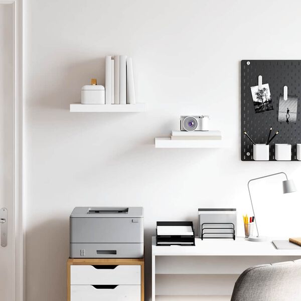 vidaXL &Eacute;tag&egrave;re murale flottante 2 pcs Blanc brillant 40x23x3,8 cm MDF