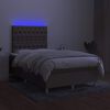 vidaXL Sommier &agrave; lattes de lit matelas et LED taupe 120x190 cm tissu