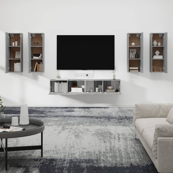 vidaXL Ensemble de meubles TV 6 pcs Sonoma gris Bois d'ing&eacute;nierie