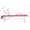 vidaXL Table de massage pliable 4 zones Aluminium Blanc et rose