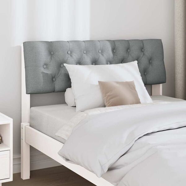 vidaXL T&ecirc;te de lit capitonn&eacute;e Gris clair 100 cm Pin massif