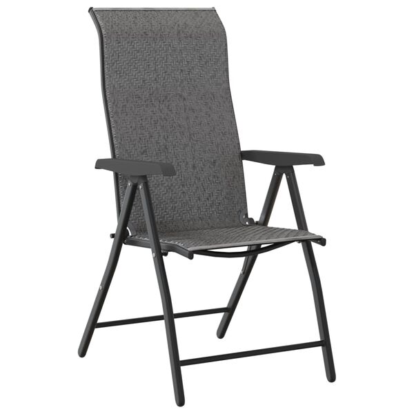 vidaXL Chaises pliables de jardin lot de 2 gris r&eacute;sine tress&eacute;e