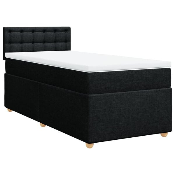 vidaXL Sommier &agrave; lattes de lit avec matelas Noir 100x200 cm Tissu