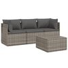 vidaXL Salon de jardin 4 pcs avec coussins Gris R&eacute;sine tress&eacute;e