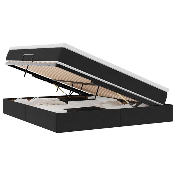 vidaXL Lit avec rangement et matelas Noir 180 x 200 cm Velours