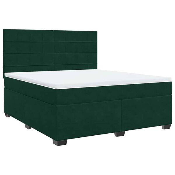 vidaXL Sommier &agrave; lattes de lit et matelas Vert fonc&eacute; 180x200cm Velours