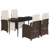 vidaXL Ensemble &agrave; manger de jardin 5 pcs et coussins marron poly rotin