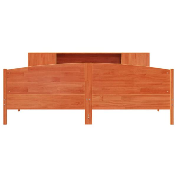 vidaXL Lit biblioth&egrave;que sans matelas cire marron 200x200 cm pin massif