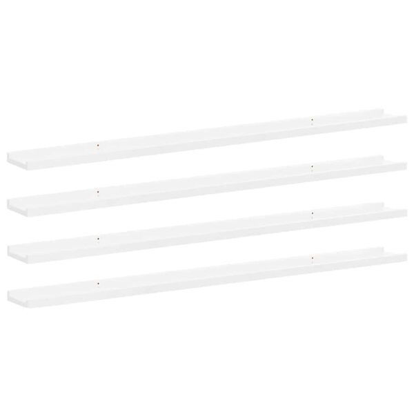 vidaXL &Eacute;tag&egrave;res murales 4 pcs Blanc brillant 115x9x3 cm