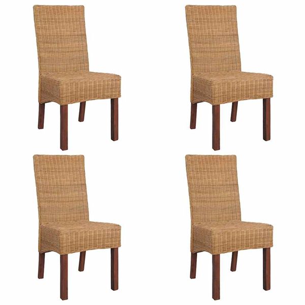 vidaXL Chaises &agrave; manger lot de 4 marron rotin naturel