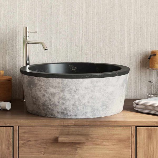 vidaXL Lavabo Noir &Oslash;40x15 cm Marbre