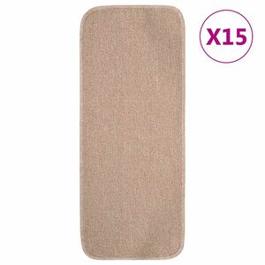 vidaXL Tapis escalier antid&eacute;rapants 15 pcs 60x25cm Beige Rectangulaire