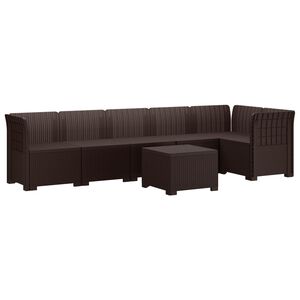vidaXL Canap&eacute; de Jardin 6 Places Aspect Rattan PP Marron
