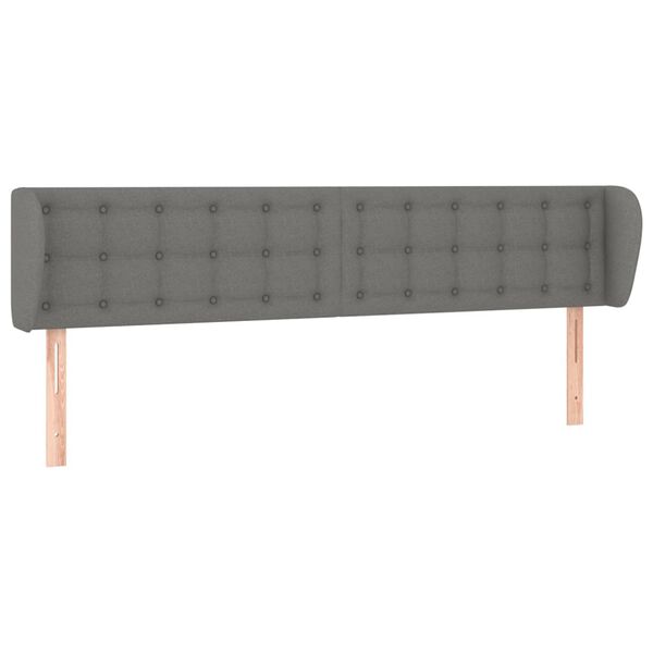 vidaXL T&ecirc;te de lit avec oreilles Gris fonc&eacute; 203x16x78/88 cm Tissu