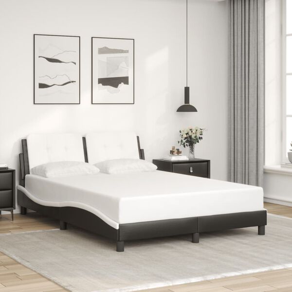 vidaXL Cadre de lit avec LED sans matelas Zadar noir et blanc 120x200 cm