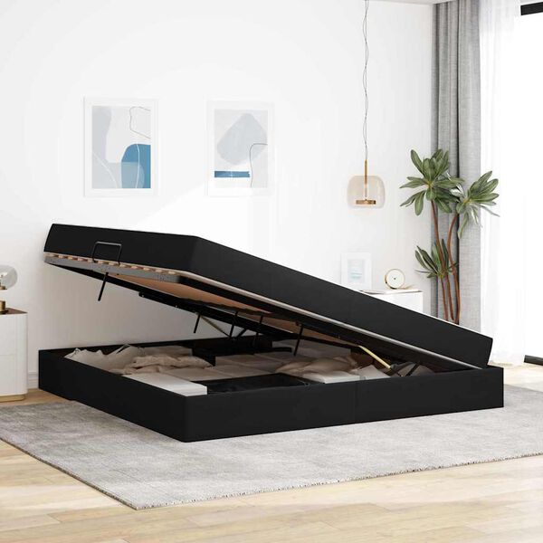 vidaXL Lit avec rangement et matelas Noir 200 x 200 cm Velours