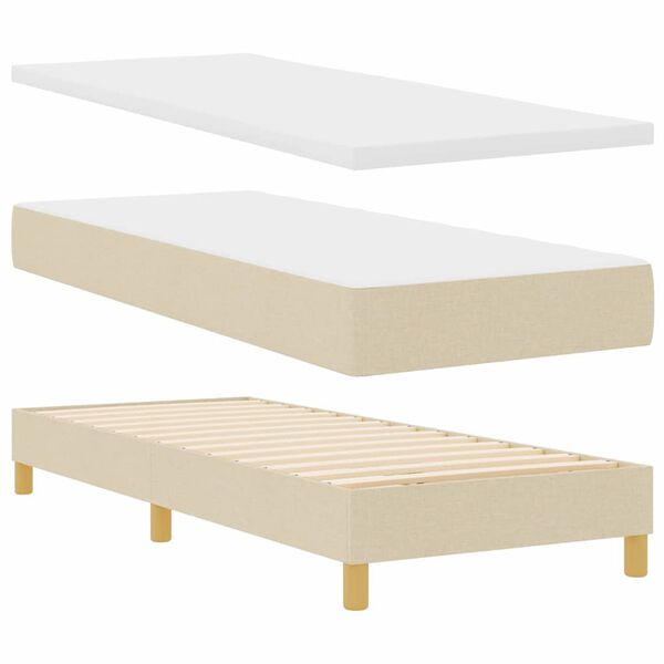 vidaXL Lit &agrave; ressorts avec matelas Cr&egrave;me 80 x 200 cm tissu