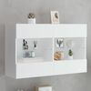 vidaXL Meuble TV mural avec lumi&egrave;res LED blanc 98,5x30x60,5 cm