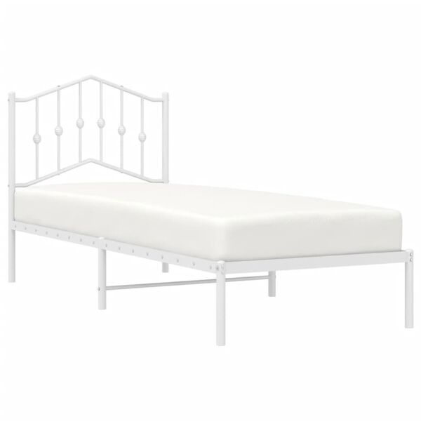 vidaXL Cadre de lit m&eacute;tal sans matelas avec t&ecirc;te de lit blanc 90x200cm