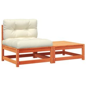 vidaXL Canap&eacute; de jardin sans accoudoirs avec coussins et repose-pieds