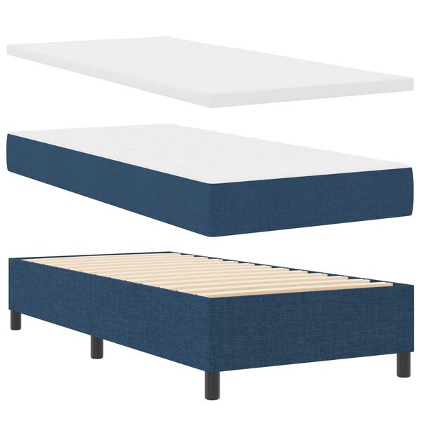 vidaXL Lit &agrave; ressorts avec matelas avec LED Bleu 90 x 190 cm tissu