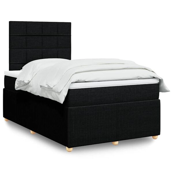vidaXL Sommier &agrave; lattes de lit avec matelas Noir 120x200 cm Tissu